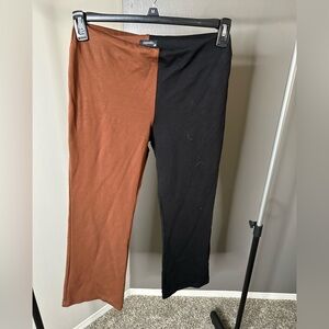 Elegant Two-Tone Black and Brown Pants Size M